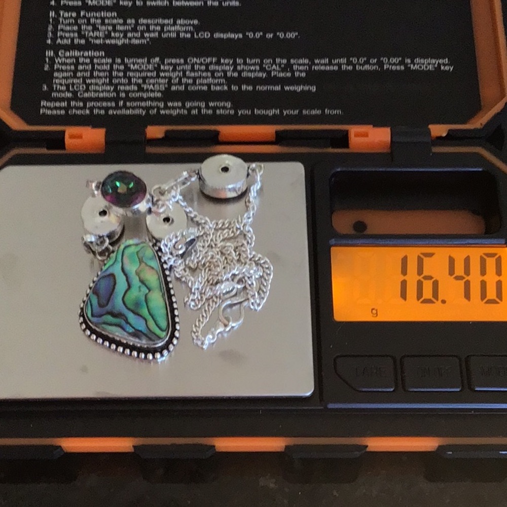 Sterling Silver Mystic Fire Topaz and Abalone Pearl Necklace Choker - Picture 10 of 11